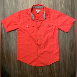 Calvin Klein Jeans Boys Orange Button Down Shirt Short Sleeve size M